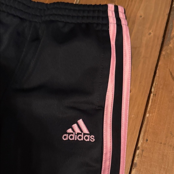 Adidas Kids Sweatpants Black with Pink Accents - Picture 2 of 3